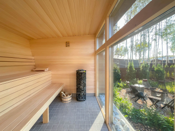 Дубль-дом с панорамной сауной и купелью — фото 20