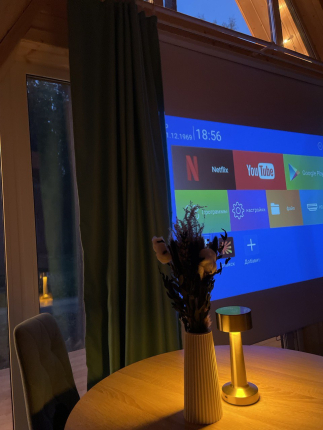 А-фрейм с баней в лесу — фото