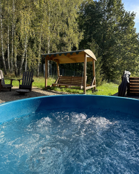 Участок с домиком "Баклажан" с камином и купелью на террасе купелью — фото 5