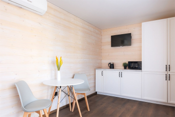 Однокомнатный домик с панорамными окнами и террасой — фото 4