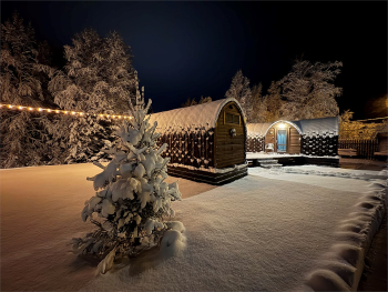 Арочный домик на краю леса с центральным входом — фото 1