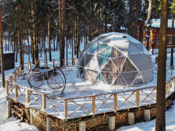 Купольный дом-сфера с бочкой фурако — фото 1