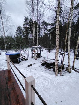 A-frame Семейный + чан. Вид на лес. — фото 15