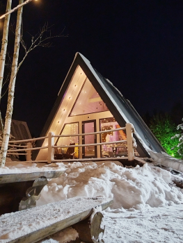 A-frame Семейный + чан. Вид на лес. — фото 14