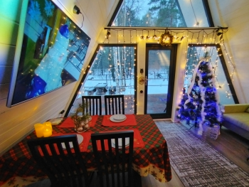 A-frame Семейный + чан. Вид на лес. — фото 6